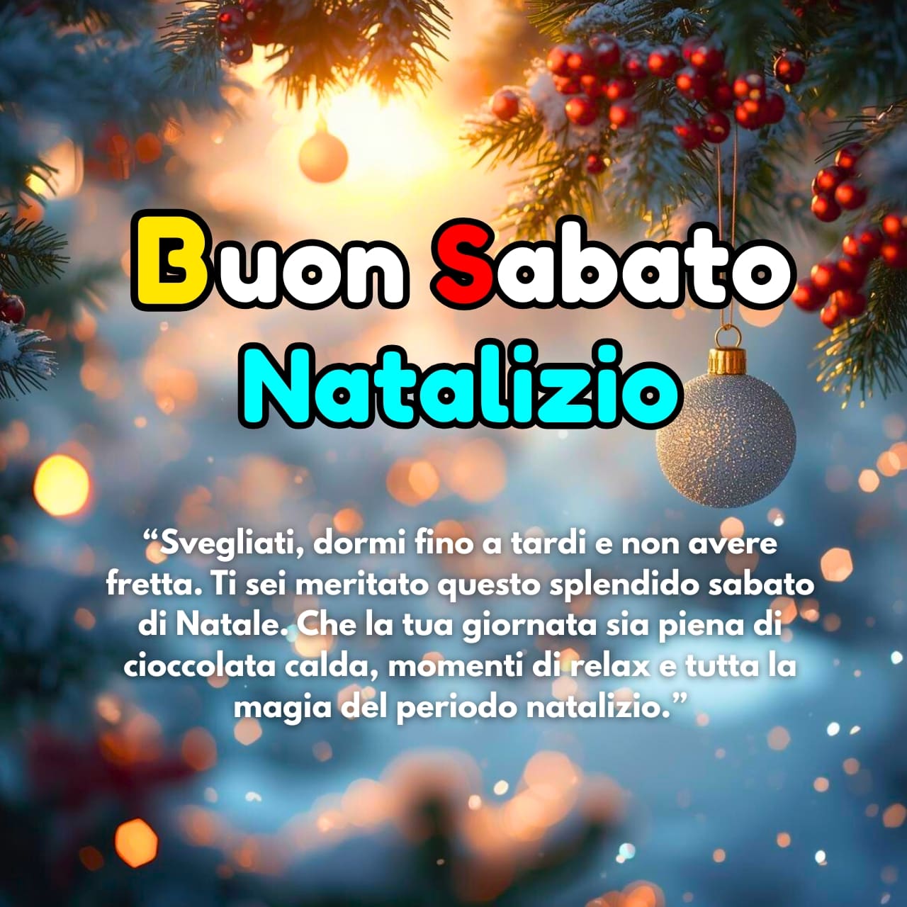 Buongiorno Buon Sabato Natalizio Immagini, GIF, Frasiu Nuove Gratis 2025