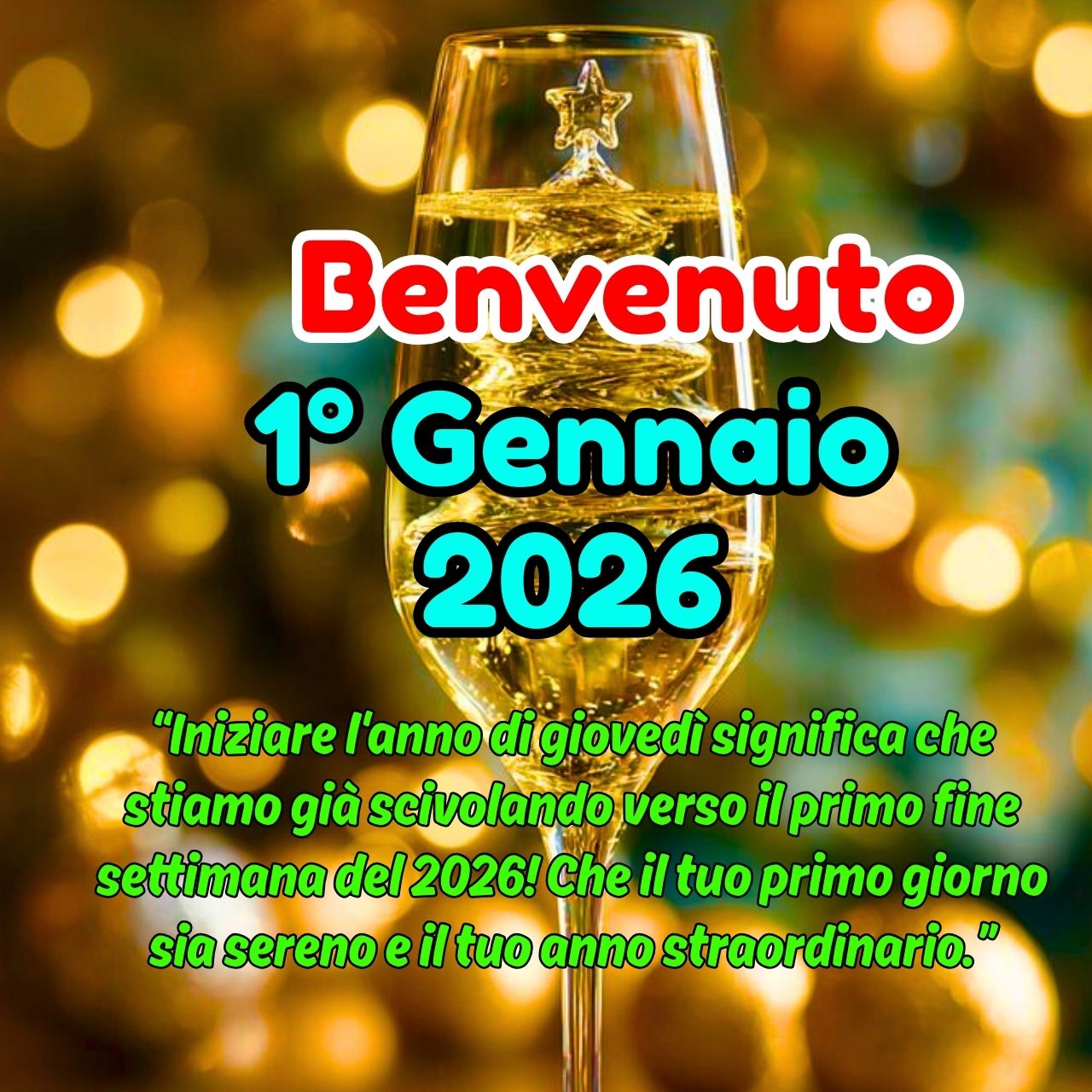 Benvenuto 1 Gennaio 2026 Buon Giovedì Immagini, GIF e Frasi