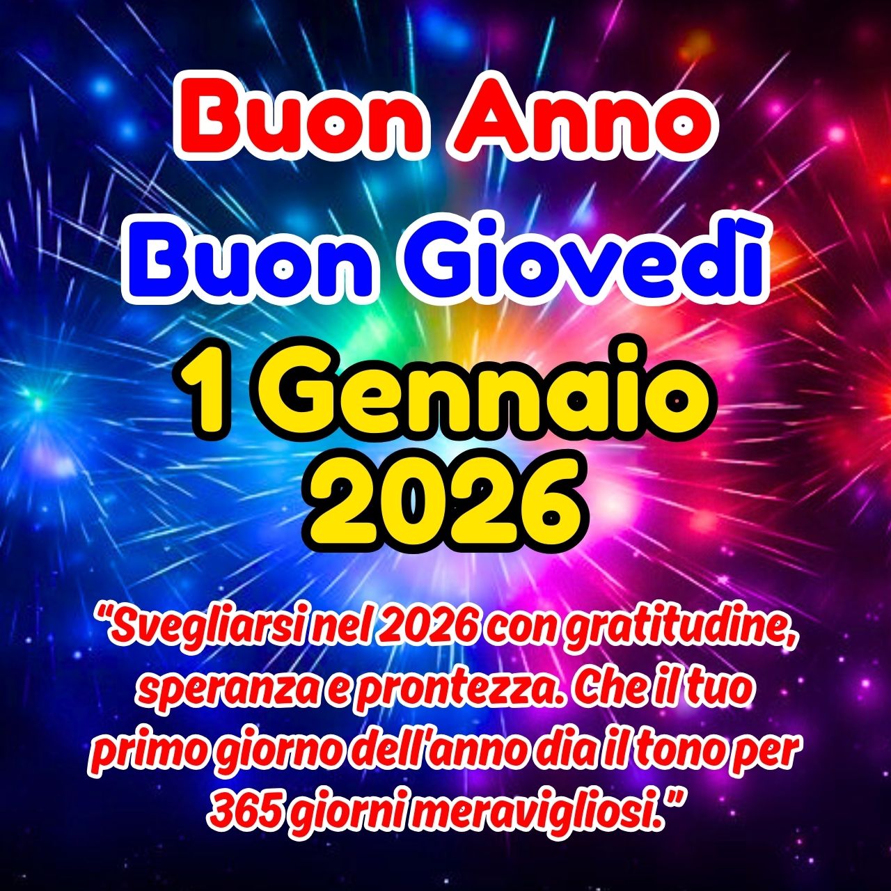 Buon Anno 1 Gennaio 2026 Buongiorno Giovedì Immagini, GIF e Frasi