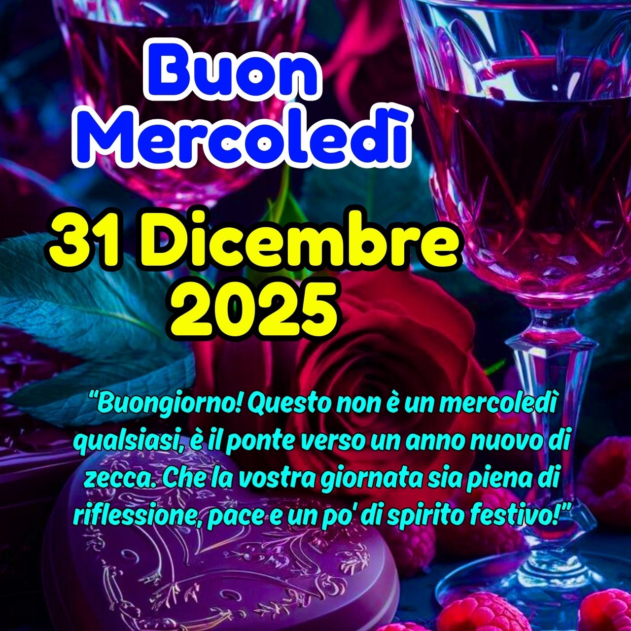 Buon Mercoledì 31 Dicembre 2025 Immagini, GIF e Frasi Gratis