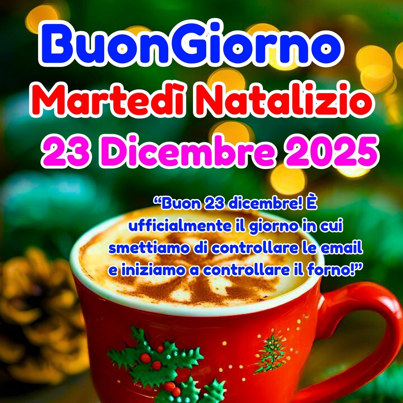 BuonGiorno Martedì Natalizio 23 Dicembre 2025 Immagini, GIF e Frasi Gratis
