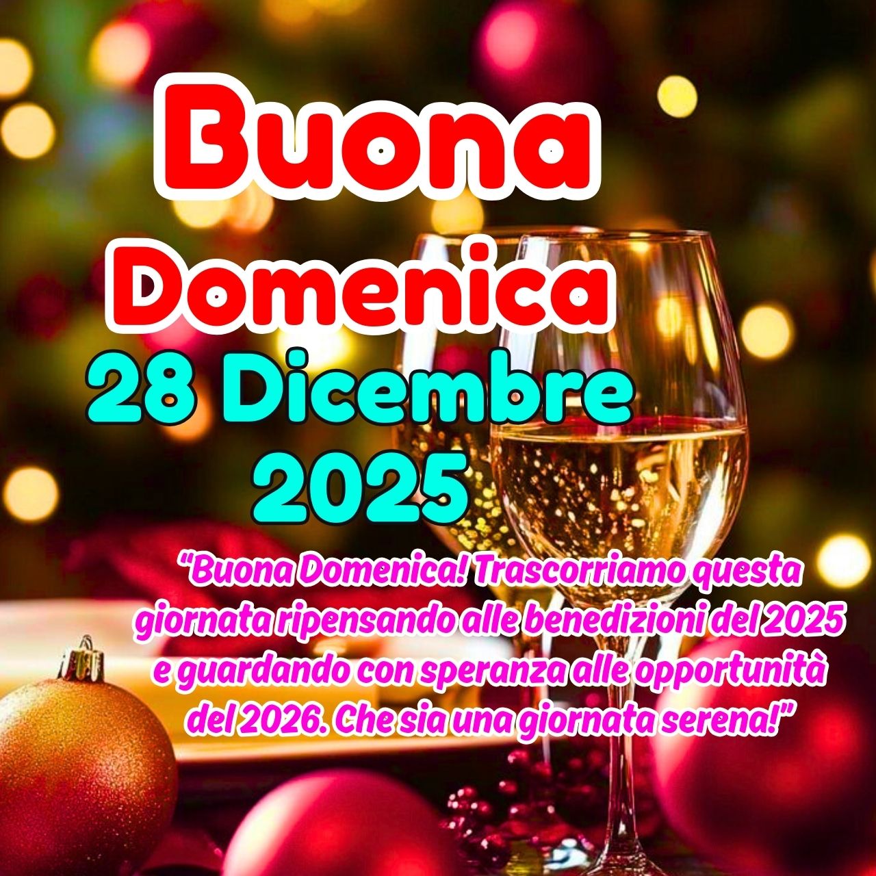 Buona Domenica 28 Dicembre 2025 Immagini, GIF e Frasi Gratis
