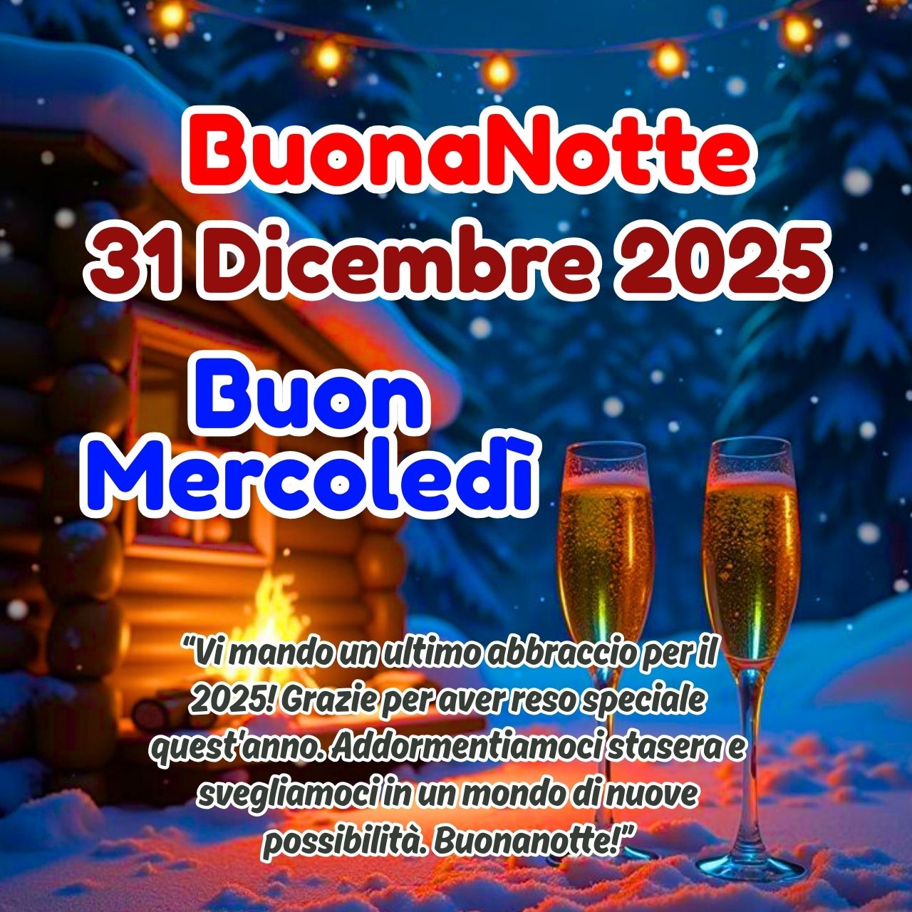 Buonanotte 31 Dicembre 2025 Immagini e GIF Buon Mercoledì