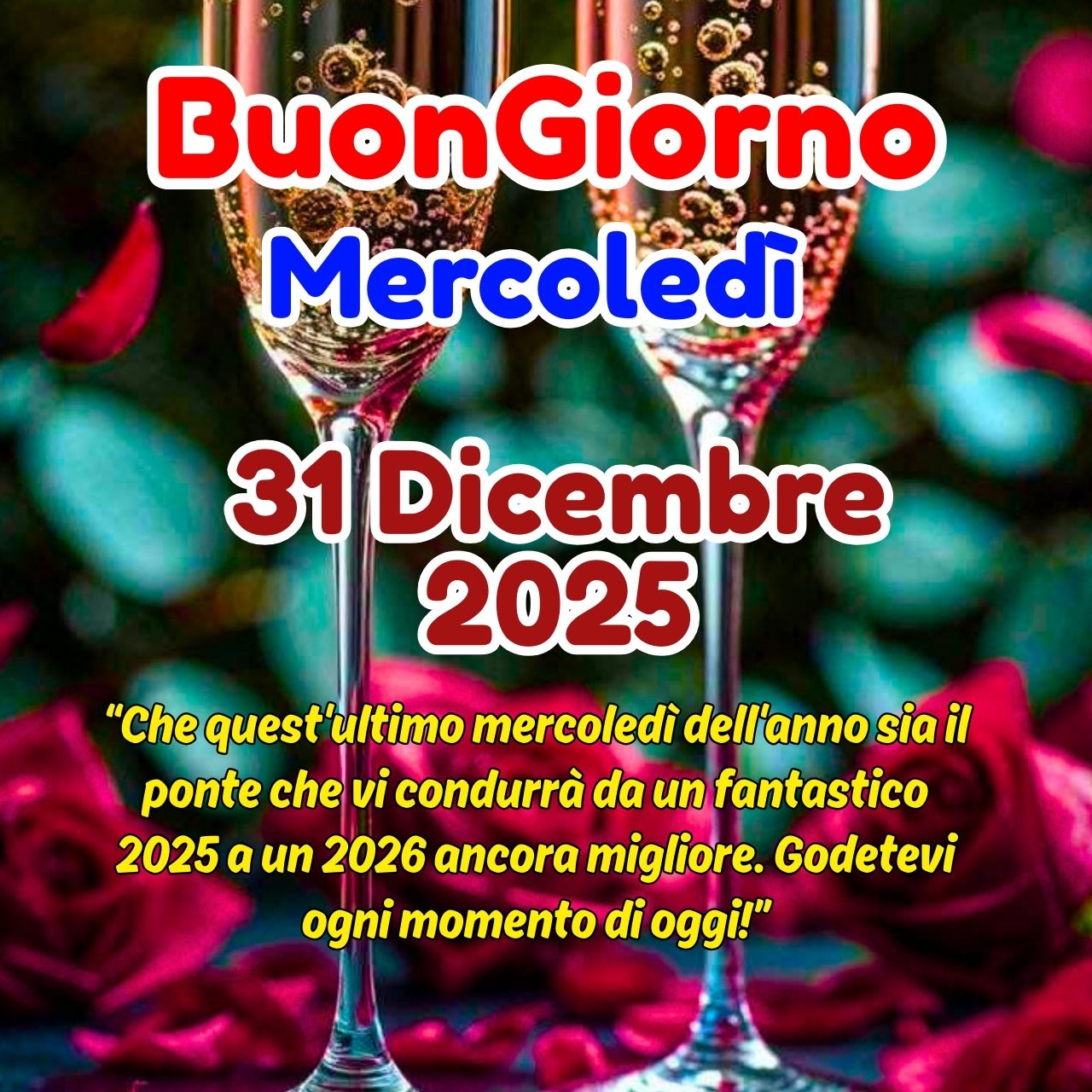 Buongiorno 31 Dicembre 2025 Immagini, GIF, Frasi Nuove Gratis