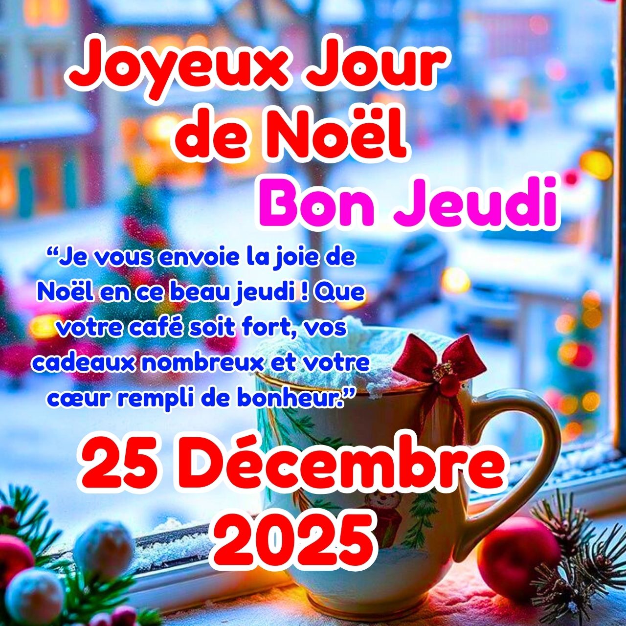 Joyeux Noël Jeudi 25 Décembre 2025 Vœux, Salutations, Messages et images