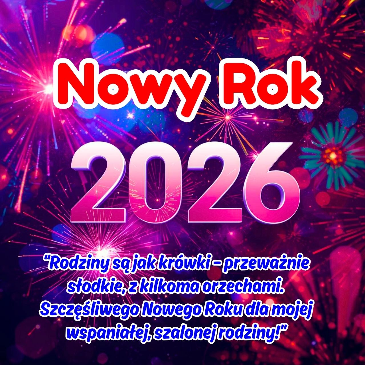 Piękne Życzenia noworoczne 2026 Gify Wyjątkowe teksty i kartki dla rodziny i znajomych