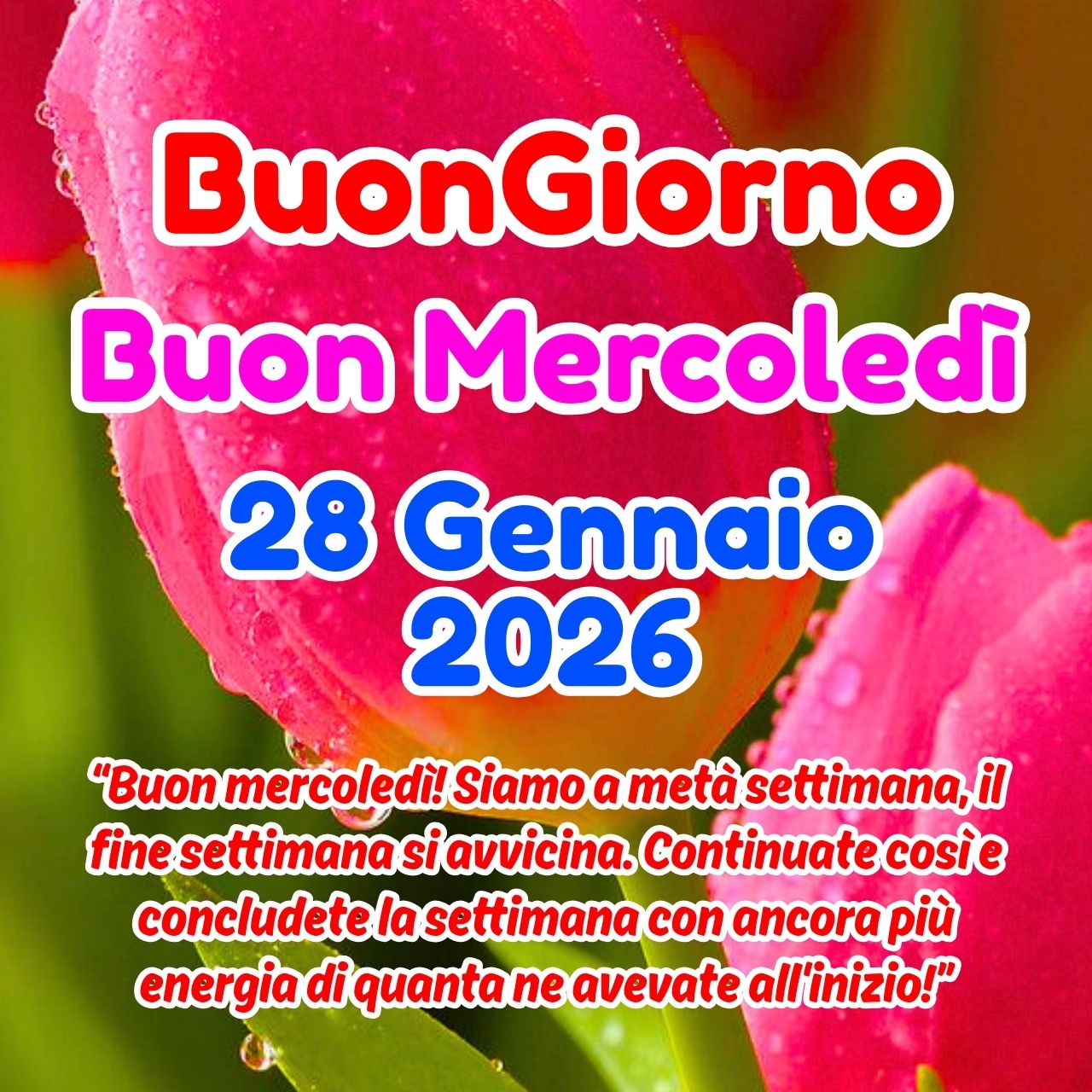 Buongiorno 28 Gennaio 2026 Buon Mercoledì Immagini e GIF