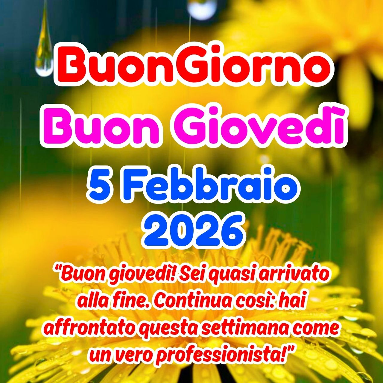 Buongiorno 5 Febbraio 2026 Buon Giovedì Immagini, GIF e Frasi